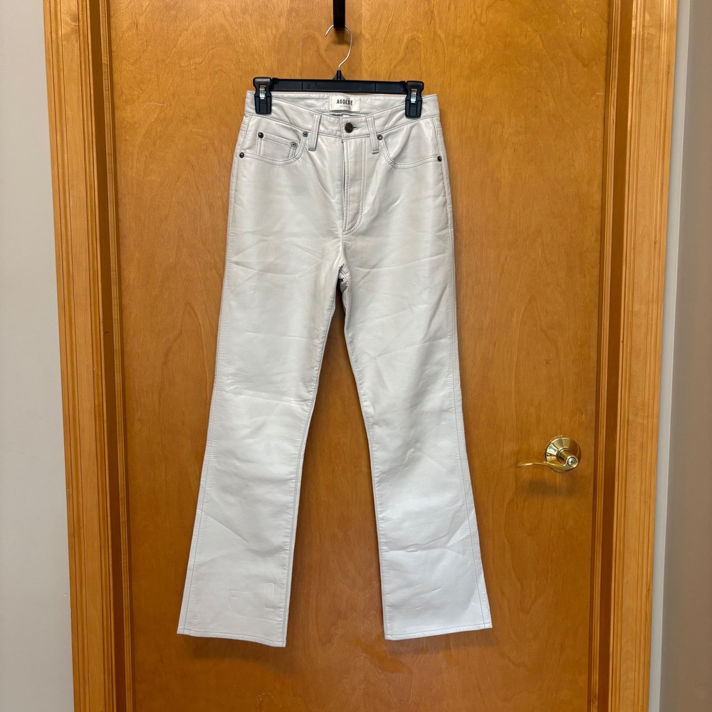 AGOLDE Recycled Leather Pants Women 24 Grey Straight High Rise A181-1285